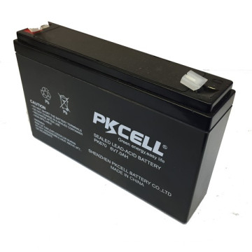 Bateria acidificada ao chumbo recarregável de SLA e de AGM de PKCELL 2016 6v 7ah bateria de armazenamento